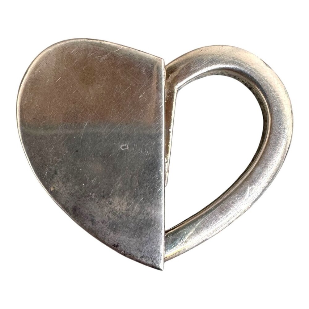 Vintage Dansk Silver Plate Figural Heart Key Ring Pendant Valentines Day Gift